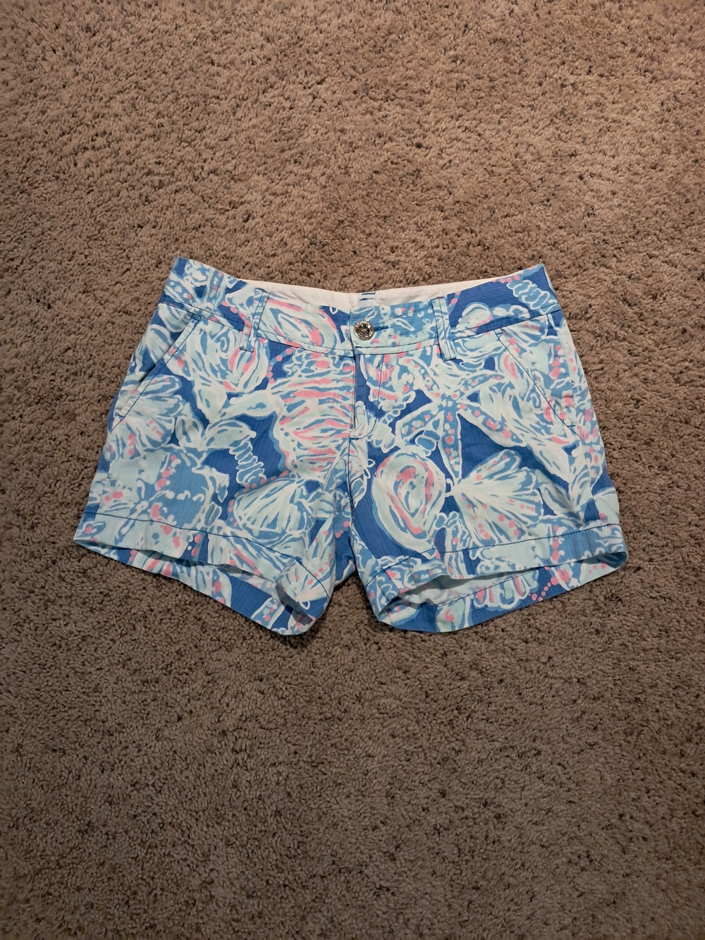 Floral Print Blue Women's Cotton Shorts